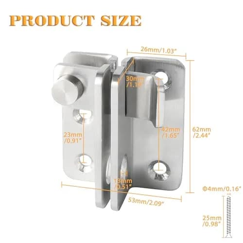 Alise Flip Latch Gate Latch Brushed Stainless Steel | Heavy Duty Barn Door Lock, L-Size thumbnail 2