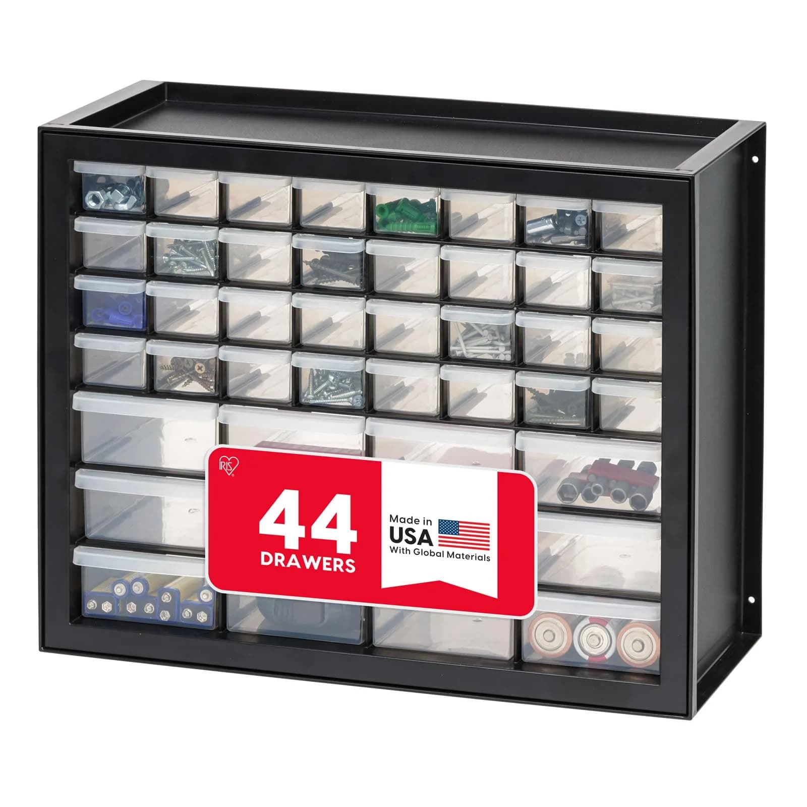 IRIS USA 44-Drawer Small Parts Storage Cabinet | Made in USA, Black, Stackable & Wall-Mountable