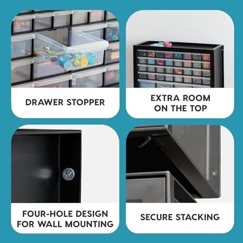 IRIS USA 44-Drawer Small Parts Storage Cabinet | Made in USA, Black, Stackable & Wall-Mountable thumbnail 5