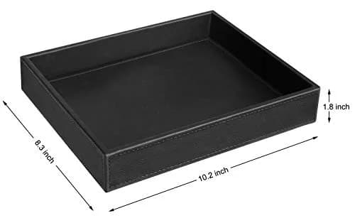 HofferRuffer Faux Leather Vanity Tray Black 25.9cm (10.2 Inches) | Elegant Desktop Storage Organizer thumbnail 7