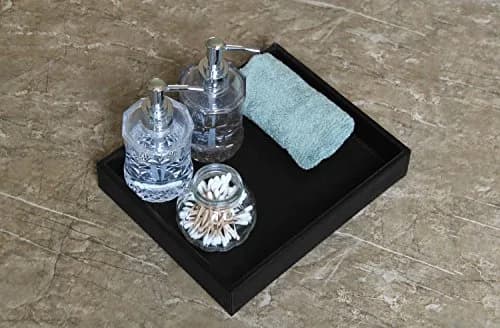 HofferRuffer Faux Leather Vanity Tray Black 25.9cm (10.2 Inches) | Elegant Desktop Storage Organizer thumbnail 3