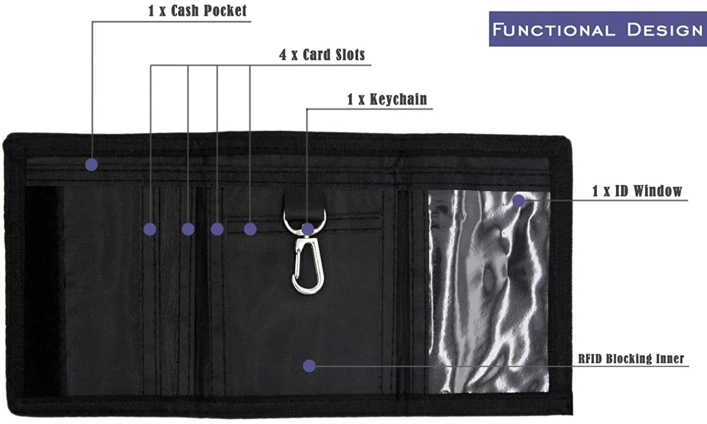 AI-DEE RFID Trifold Canvas Outdoor Sports Wallet for Boys | 11.9cm (4.7in) - view 6
