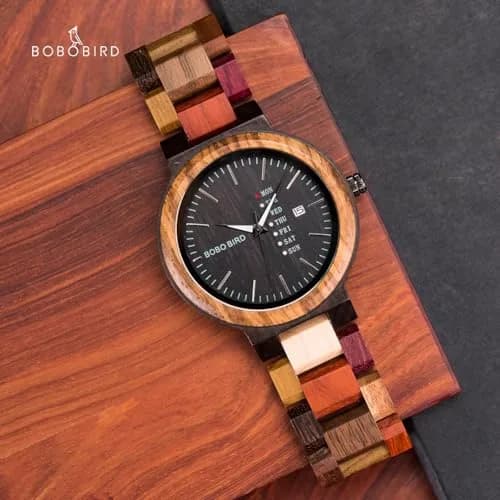 BOBO BIRD Women's Wood Watch 38mm (1.49in) | Handmade Analog Quartz with Week & Date Display thumbnail 6
