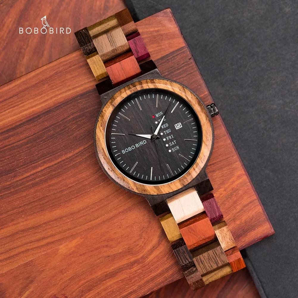 BOBO BIRD Women's Wood Watch 38mm (1.49in) | Handmade Analog Quartz with Week & Date Display - view 6