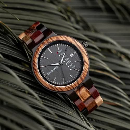 BOBO BIRD Women's Wood Watch 38mm (1.49in) | Handmade Analog Quartz with Week & Date Display thumbnail 2