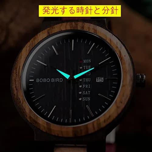 BOBO BIRD Women's Wood Watch 38mm (1.49in) | Handmade Analog Quartz with Week & Date Display thumbnail 3