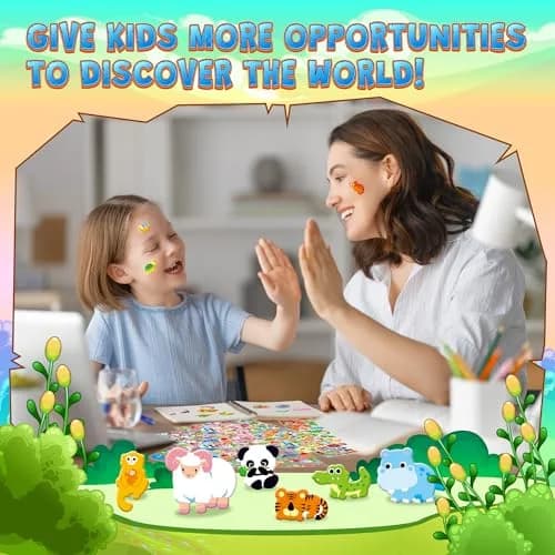 Sinceroduct 3200+ Puffy Stickers for Toddlers & Kids | 64 Sheets, Multicolored 3D Foam Animal & Letter Designs thumbnail 7