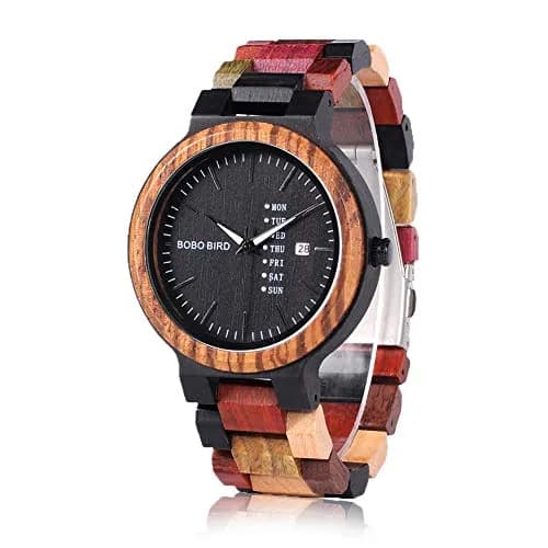 BOBO BIRD Natural Wood Watch Men's Colorful Chronograph with Week & Date Display | 44mm (1.73in) thumbnail 1