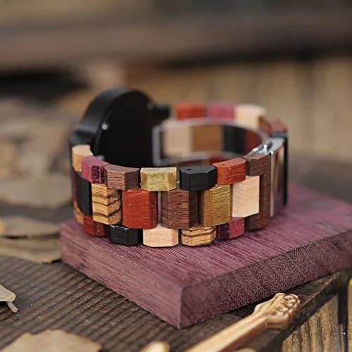 BOBO BIRD Natural Wood Watch Men's Colorful Chronograph with Week & Date Display | 44mm (1.73in) thumbnail 3