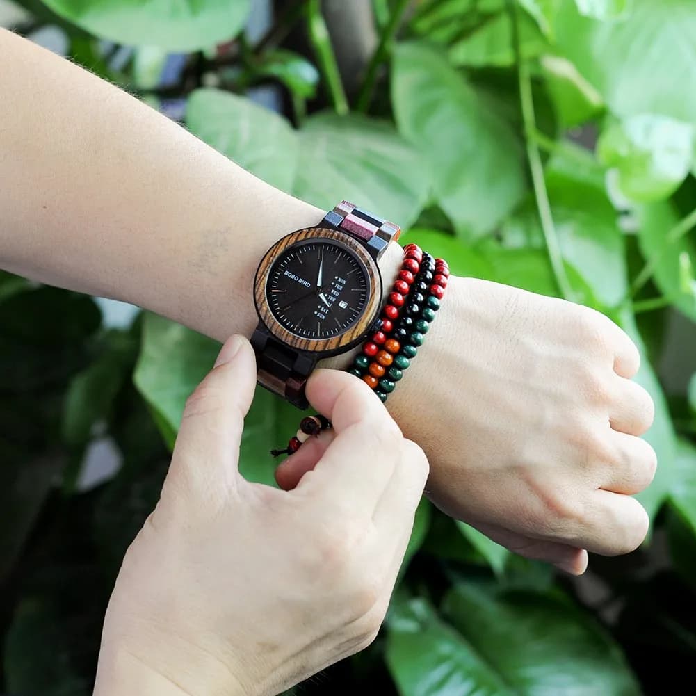 BOBO BIRD Natural Wood Watch Men's Colorful Chronograph with Week & Date Display | 44mm (1.73in) - view 4