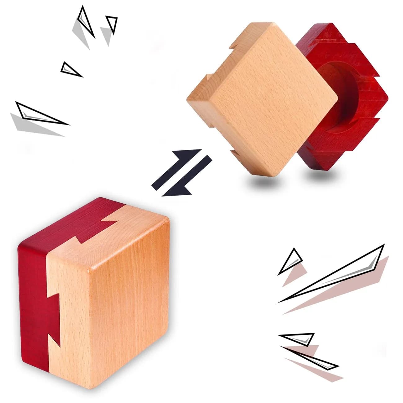 DC-BEAUTIFUL Impossible Dovetail Box Mini 3D Brain Teaser Wooden Magic Drawers Gift Jewelery Box Puzzle Toy 7.6cm x 7.6cm x 5.1cm | Educational Toy for Adults & Teens - view 2