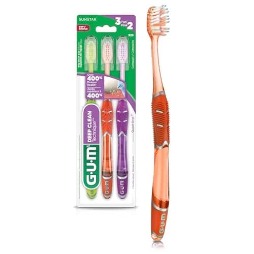 GUM Technique Deep Clean Toothbrush - Compact Head - Soft Bristles for Adults with Sensitive Gums | Deep Plaque Removal thumbnail 1