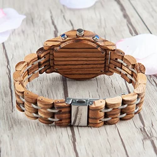 BOBO BIRD Women Wooden Watch Pink | Luxury Zebra Wood Casual & Business (40mm) thumbnail 4