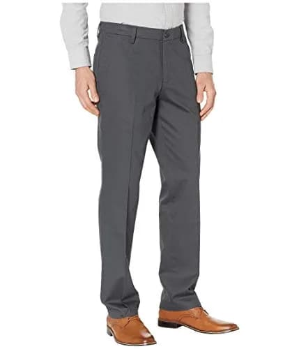 DOCKERS Men's Straight Fit Signature Lux Cotton Stretch Khaki Pant - Creased, Steelhead, 33W x 30L | Wrinkle-Free Business Casual thumbnail 5