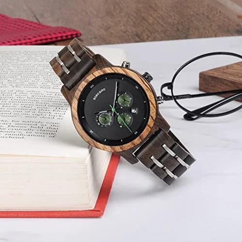 BOBO BIRD Women Wooden Watch 40mm Zebra Wood Quartz Elegant Lightweight thumbnail 5