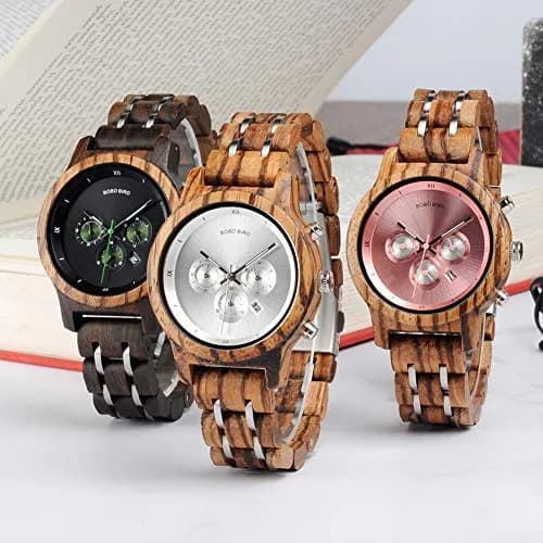 BOBO BIRD Women Wooden Watch 40mm Zebra Wood Quartz Elegant Lightweight thumbnail 7