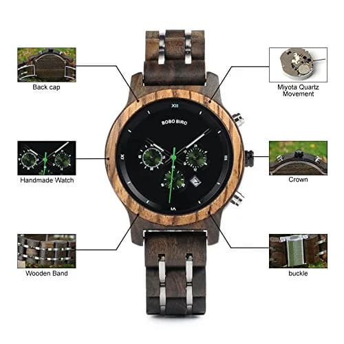 BOBO BIRD Women Wooden Watch 40mm Zebra Wood Quartz Elegant Lightweight thumbnail 3
