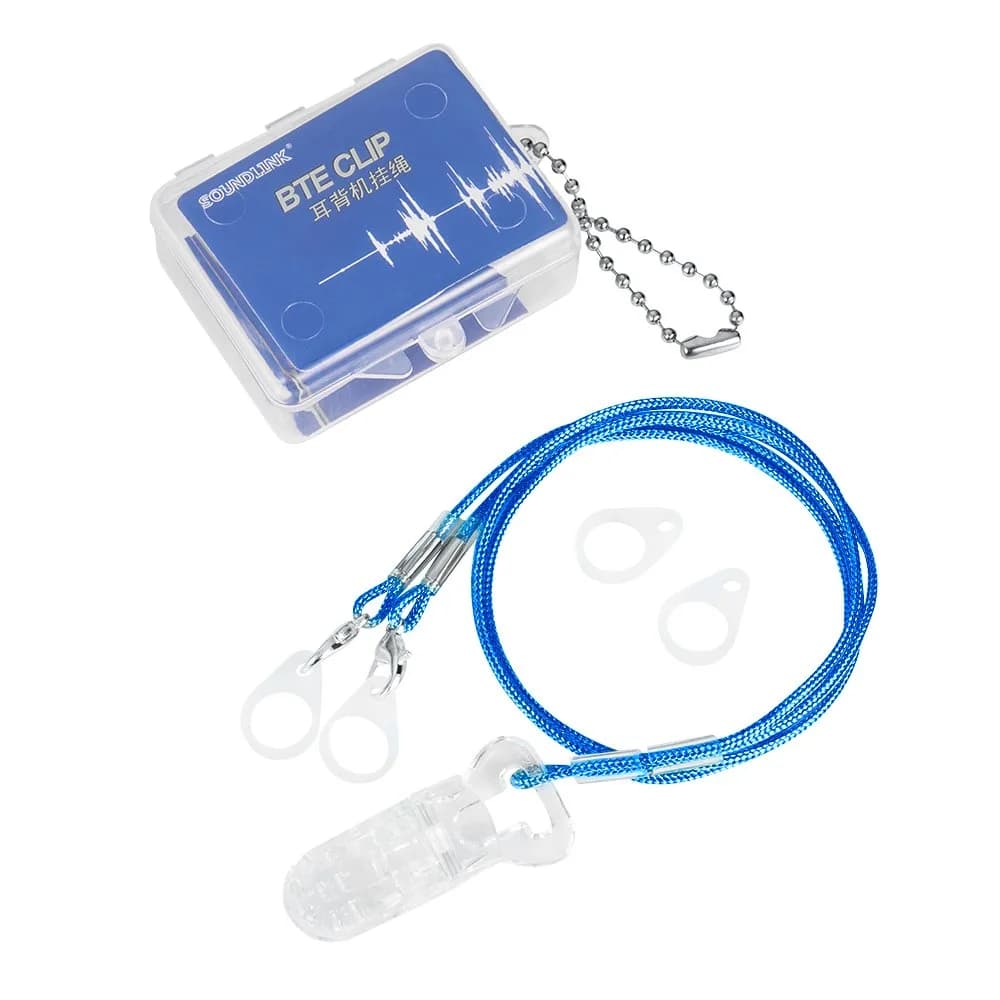 SOUNDLINK Blue Hearing Aid Clip Lanyard with 6 Silicone Loops | Protects Against Falls — Blue