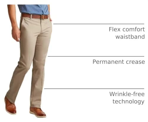 DOCKERS Men's Straight Fit Signature Lux Cotton Stretch Khaki Pant - Creased, Timberwolf, 36W x 34L | 86cm x 81cm thumbnail 3