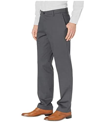 DOCKERS Men's Straight Fit Signature Lux Cotton Stretch Khaki Pant - Creased, Steelhead, 30W x 32L | Wrinkle-Free & Flex Waist thumbnail 2