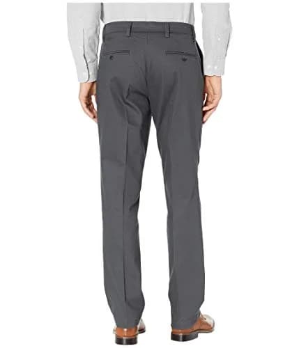 DOCKERS Men's Straight Fit Signature Lux Cotton Stretch Khaki Pant - Creased, Steelhead, 30W x 32L | Wrinkle-Free & Flex Waist thumbnail 3