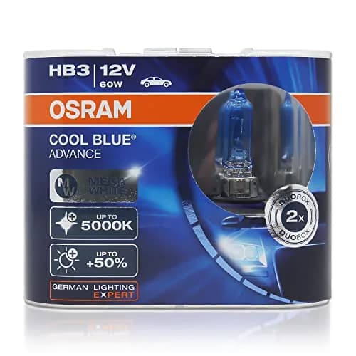 OSRAM Cool Blue Advance 9005 HB3 Halogen Headlight Bulbs 12V 60W 5000K (2-Pack, Cool White) thumbnail 1
