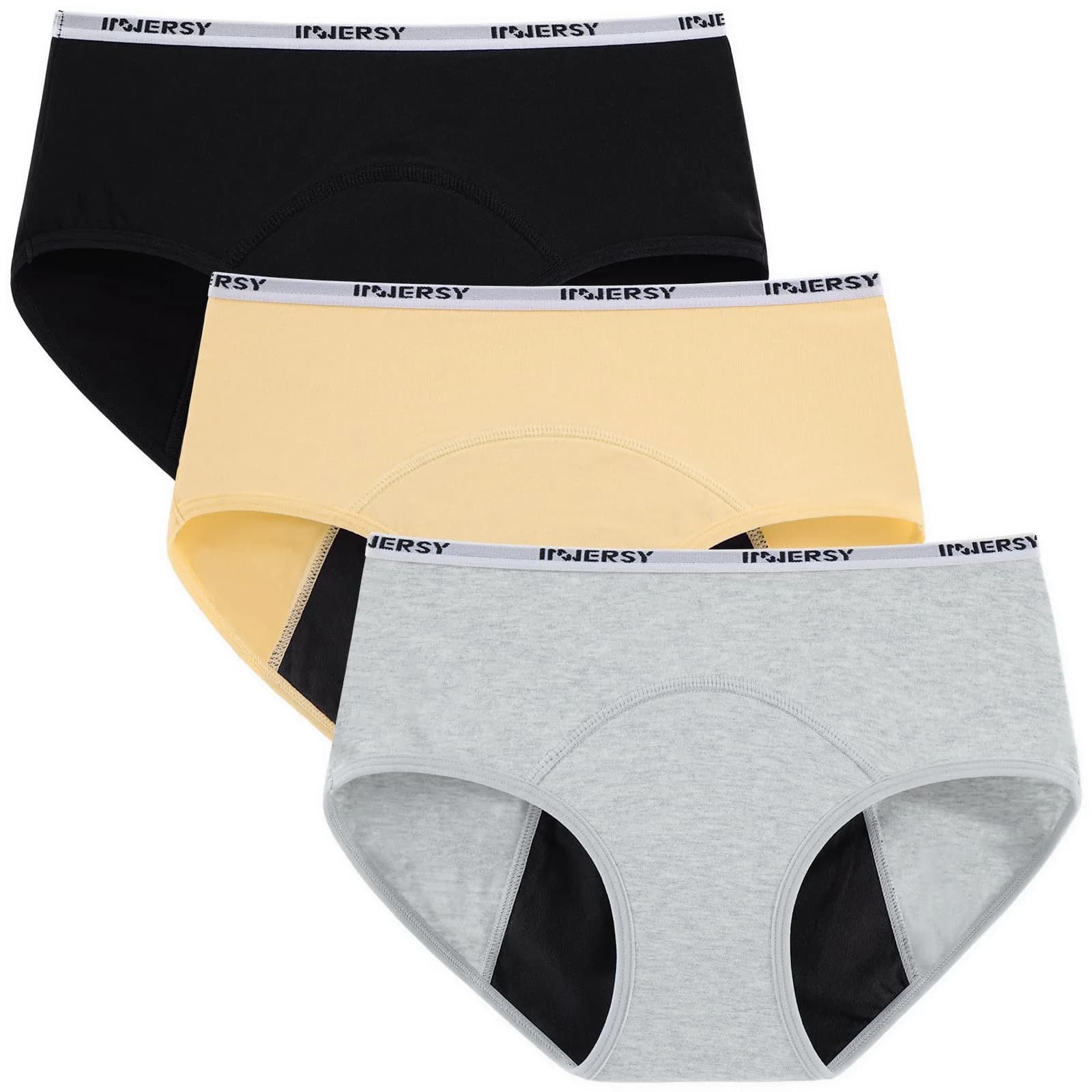 INNERSY Period Underwear for Teens Girls Cotton Leak-Proof Menstrual Panties 3-Pack (XL, 14-16 yrs) | Leakproof & Comfortable