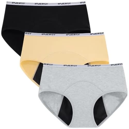 INNERSY Period Underwear for Teens Girls Cotton Leak-Proof Menstrual Panties 3-Pack (XL, 14-16 yrs) | Leakproof & Comfortable thumbnail 1