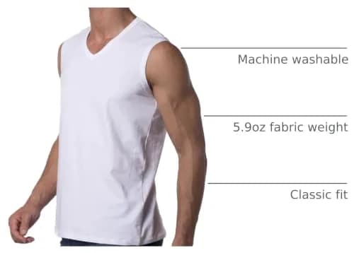 Y2Y2 Men's Sleeveless V-Neck T-Shirt, White, Big and Tall 3XL (54"-56") | Classic Fit, 100% Cotton, USA Size thumbnail 4