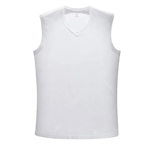 Y2Y2 Men's Sleeveless V-Neck T-Shirt, White, Big and Tall 3XL (54"-56") | Classic Fit, 100% Cotton, USA Size thumbnail 6