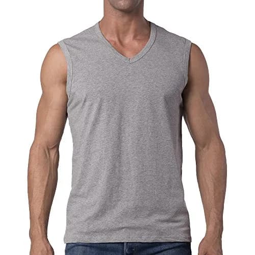 Y2Y2 Men's Sleeveless V-Neck T-Shirt, Gray, Big and Tall 3XL (54"-56") | Soft Cotton, Classic Fit thumbnail 1