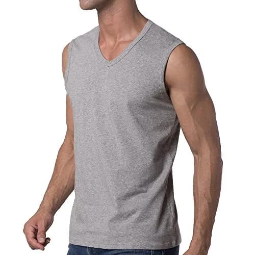 Y2Y2 Men's Sleeveless V-Neck T-Shirt, Gray, Big and Tall 3XL (54"-56") | Soft Cotton, Classic Fit thumbnail 2