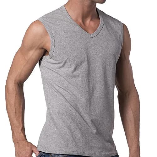 Y2Y2 Men's Sleeveless V-Neck T-Shirt, Gray, Big and Tall 3XL (54"-56") | Soft Cotton, Classic Fit thumbnail 3