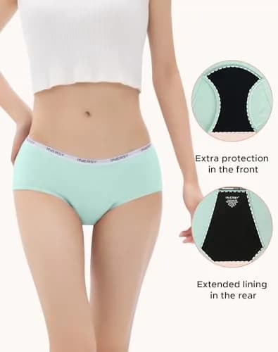 INNERSY Period Underwear for Teens Girls Cotton Leak-Proof Menstrual Panties 3-Pack (12-14 yrs) | Light Flow & Leakproof Confidence thumbnail 3