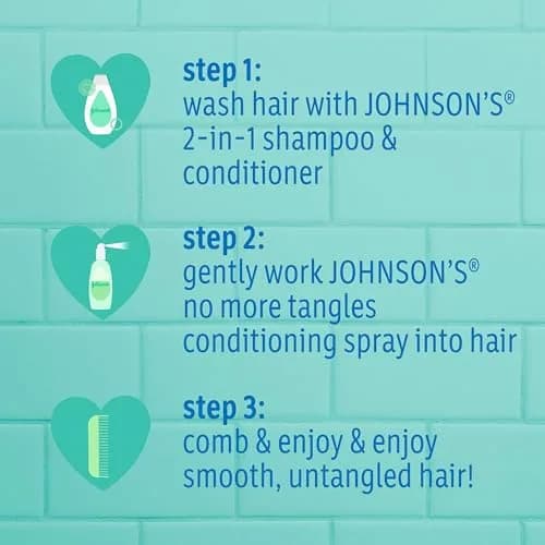 Johnson's Kids No More Tangles 2-in-1 Detangling Shampoo & Conditioner 600ml (20.3 Fl Oz) | Gentle Tear-Free Formula thumbnail 4