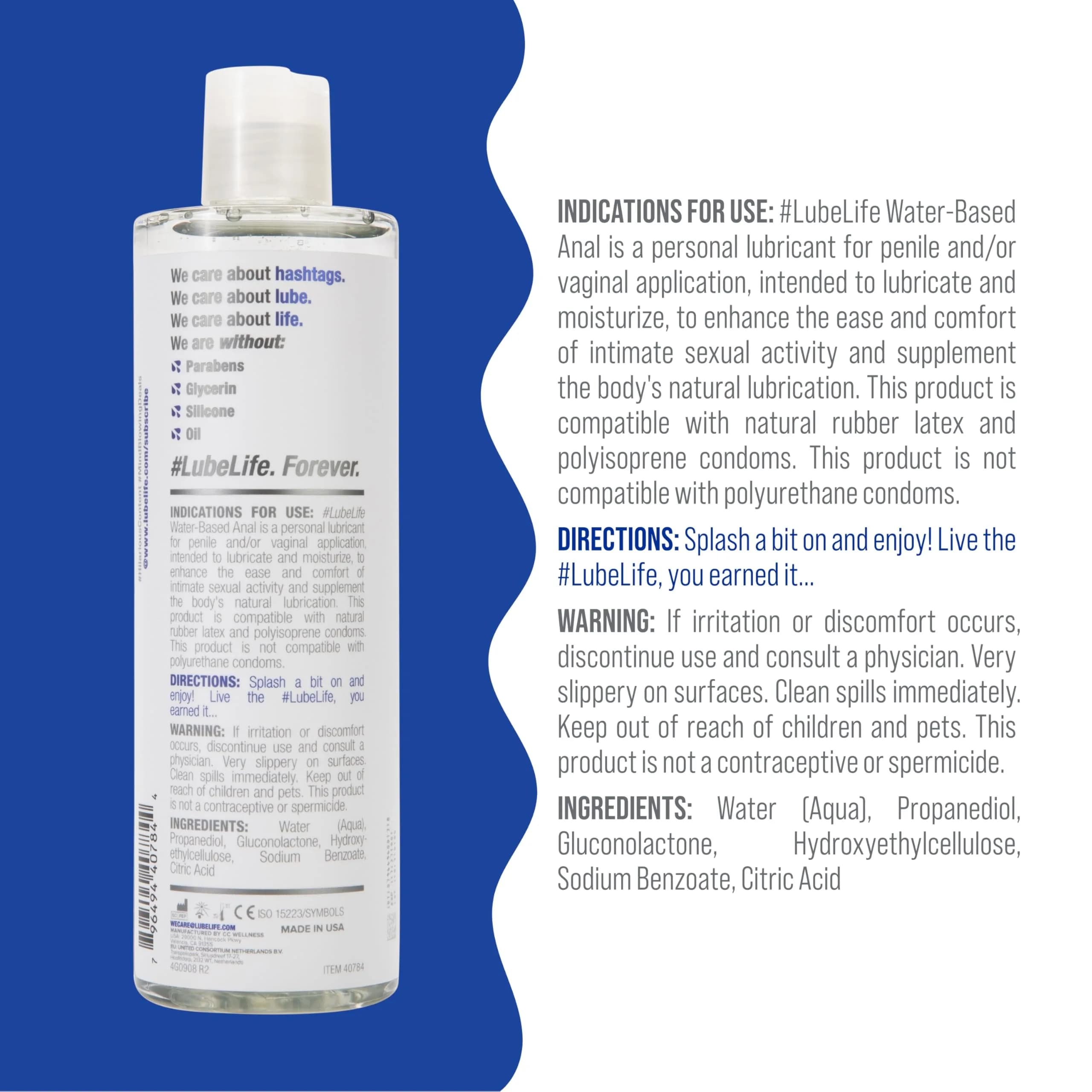 LubeLife Water-Based Anal Lube 360ml (12 Fl Oz) | Silky Smooth Glide for Intimacy - view 2