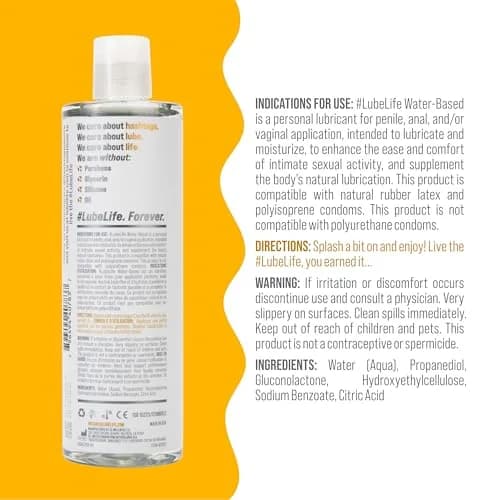 LubeLife Water-Based Personal Lubricant 355ml (12 Fl Oz) | Condom & Toy Safe, Easy Clean-Up thumbnail 2