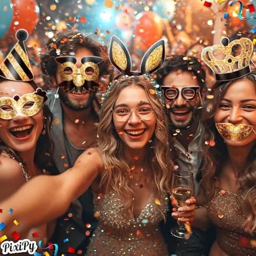 PixiPy Decorative Cutout Photo Booth Props Kit, 16 Black & Gold | Durable & Easy-to-Use Party Signs for Memorable Photos thumbnail 8