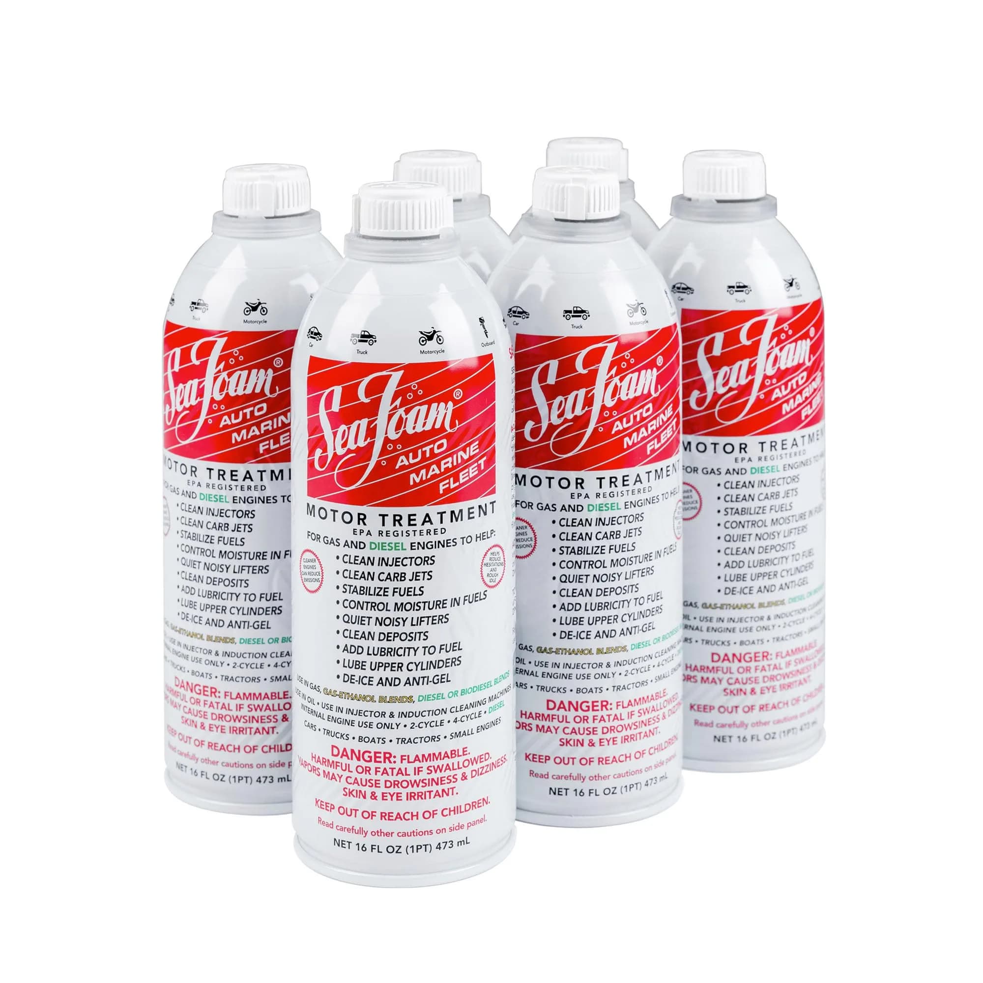 Sea Foam Motor Treatment 16 oz (473ml) Bottles, Pack of 6 | Fuel System Cleaner, Stabilizer & Oil Treatment for Gas & Diesel Engines - main product image