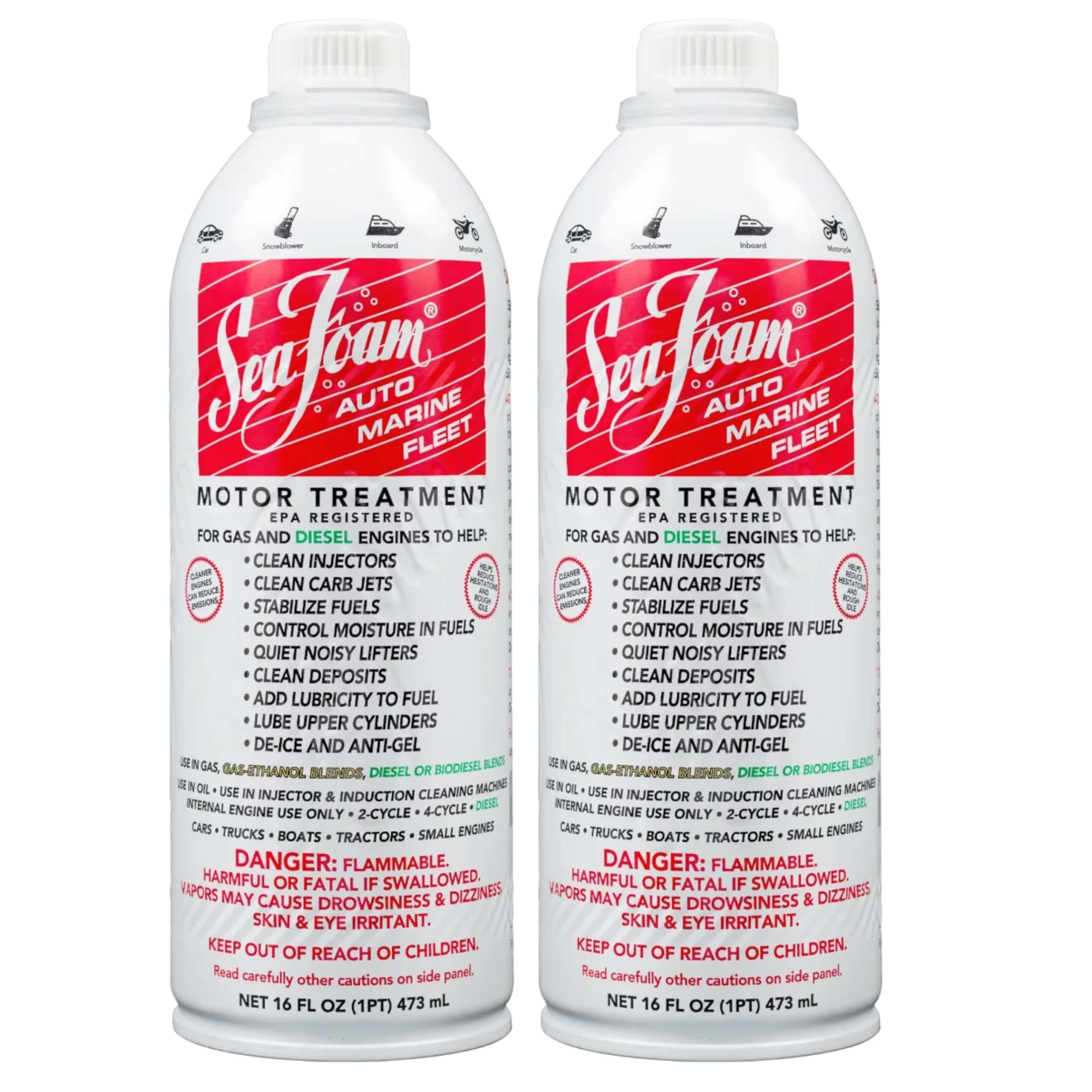 Sea Foam Motor Treatment 2 x 16 fl oz (32 fl oz Total) | Fuel System Cleaner, Stabilizer & Oil Treatment for Gas & Diesel Engines - main product image