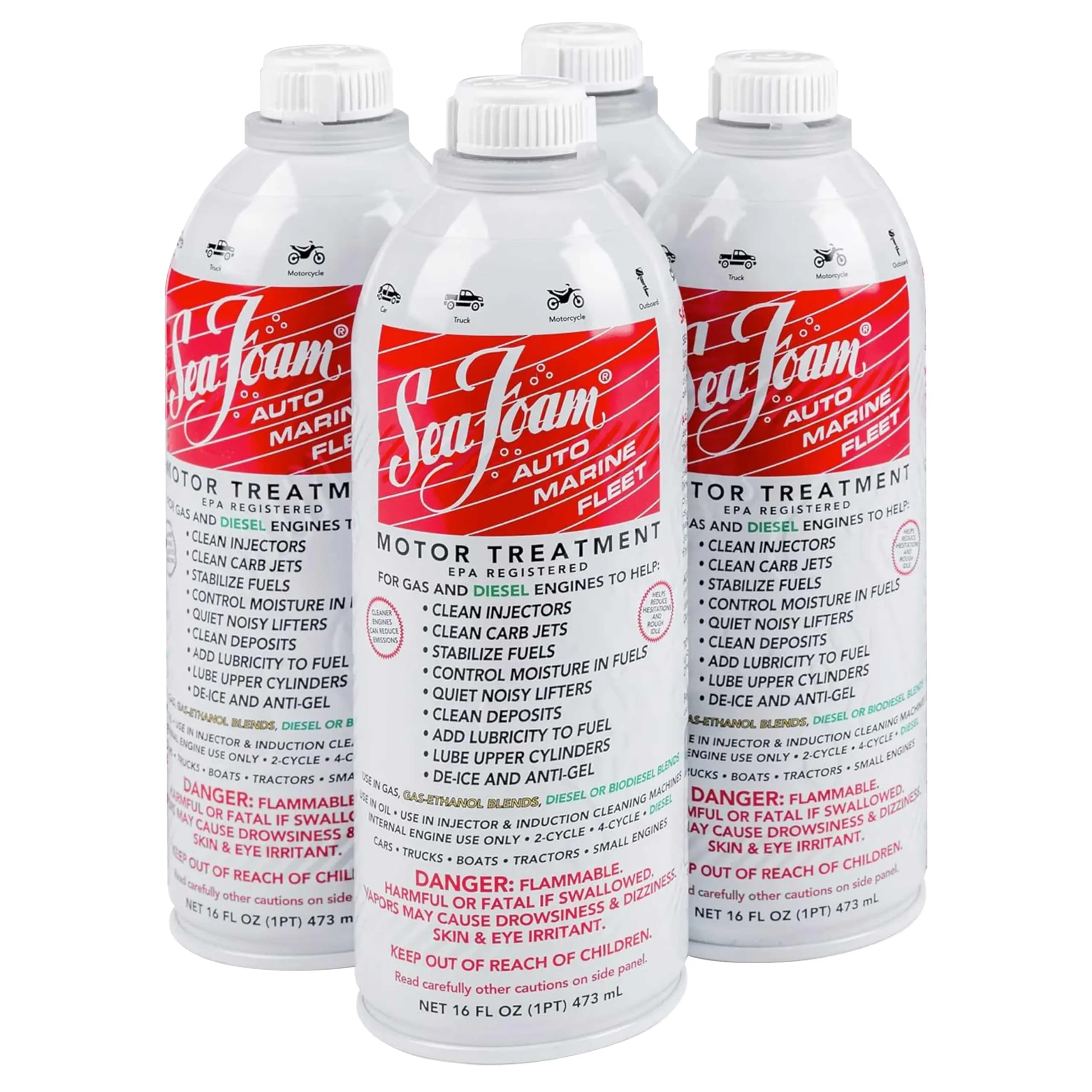Sea Foam Motor Treatment Fuel System Cleaner & Stabilizer 16 oz (443ml) Bottles, Pack of 4 | Trusted USA Import for Gas & Diesel Engines