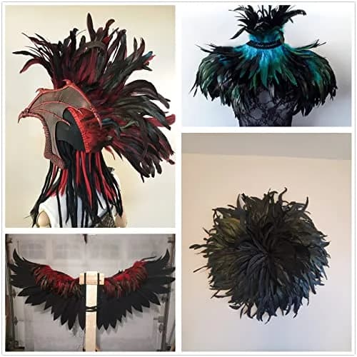 AWAYTR Rooster Hackle Feather Trim 10-12 inch Royal Blue | Natural Feather Fringe for Crafts & Fashion thumbnail 5