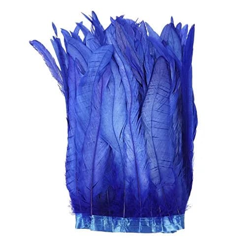 AWAYTR Rooster Hackle Feather Trim 10-12 inch Royal Blue | Natural Feather Fringe for Crafts & Fashion thumbnail 2