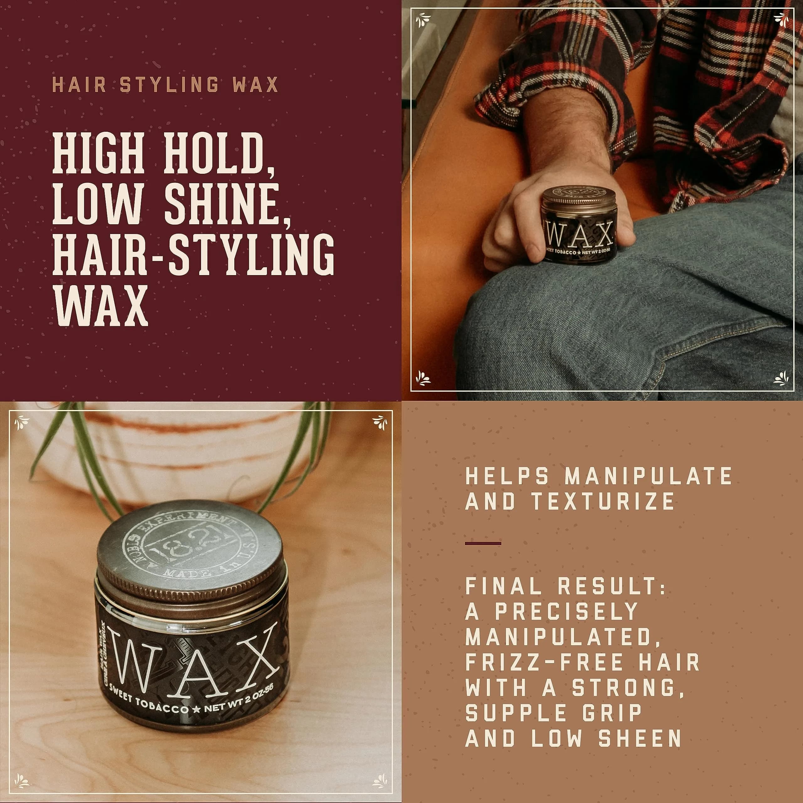 18.21 Man Made High Hold, Low Shine Wax Styling Paste - 2 oz | Sweet Tobacco Scent - view 2