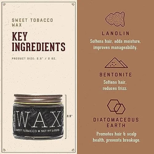 18.21 Man Made Original Hair Styling Wax 56.7g (2 oz) | High Hold, Low Shine, Sweet Tobacco Scent thumbnail 3