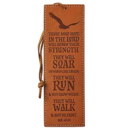 Christian Art Gifts Faith Bookmark 6.5 x 2.2 inches | Hope in The Lord Scripture Debossed Faux Leather thumbnail 1