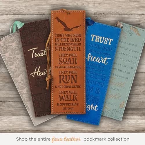 Christian Art Gifts Faith Bookmark 6.5 x 2.2 inches | Hope in The Lord Scripture Debossed Faux Leather thumbnail 6