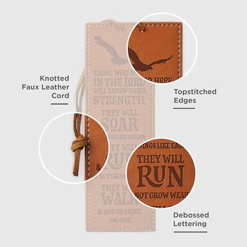 Christian Art Gifts Faith Bookmark 6.5 x 2.2 inches | Hope in The Lord Scripture Debossed Faux Leather thumbnail 3