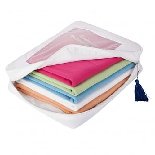 The Cashmere Choice 5 Pack Cashmere Storage Bags 16x12x4 in | Breathable Cotton Sweater Pouches thumbnail 1