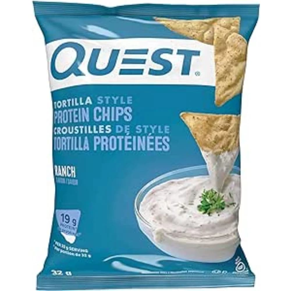 Quest Nutrition Protein Tortilla Chips Ranch Flavor, 1.2oz Bag | 19g Protein Snack Chips - main product image